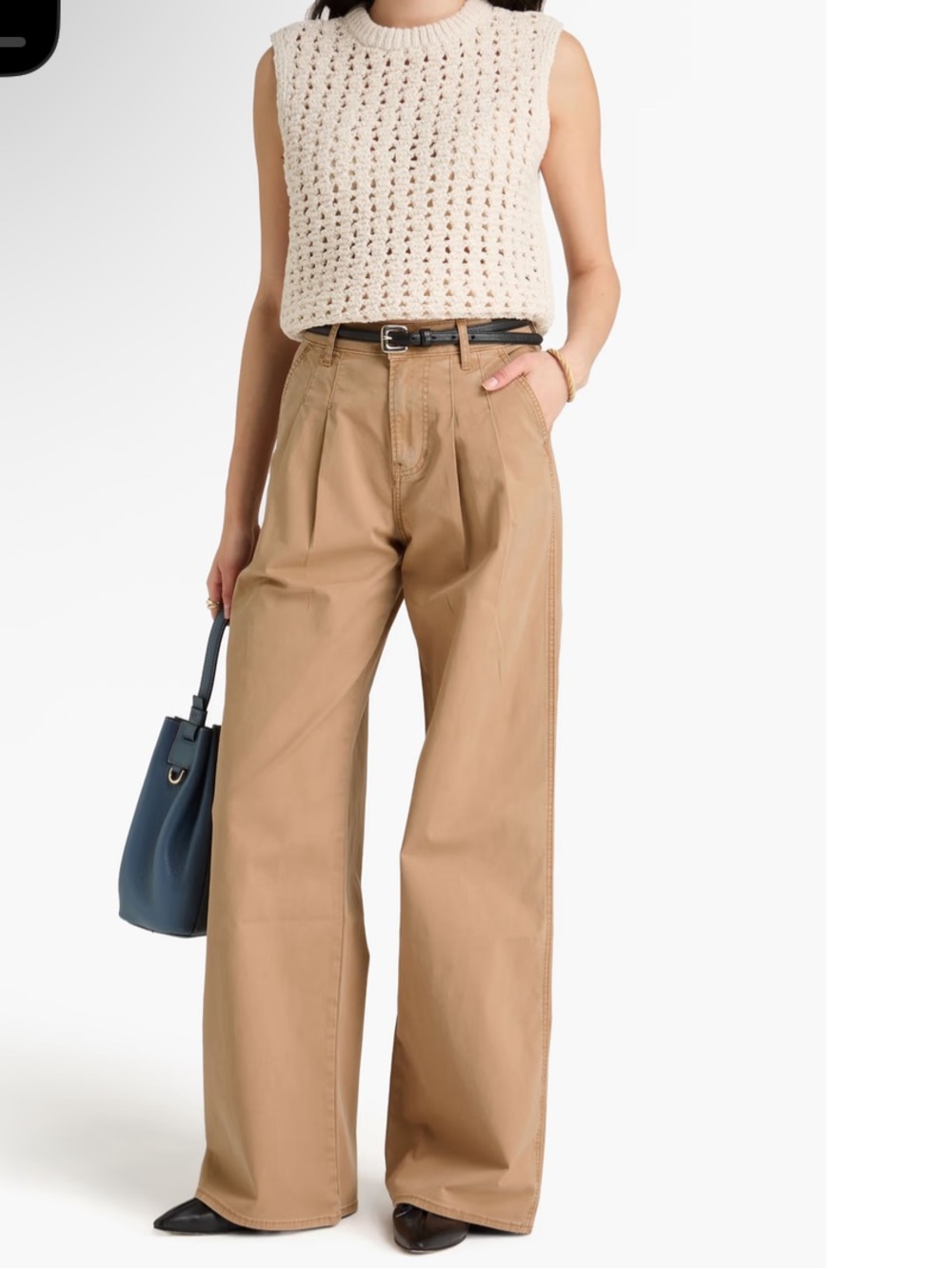 Veronica Beard Pleated Wide Leg Trouser in Khaki
